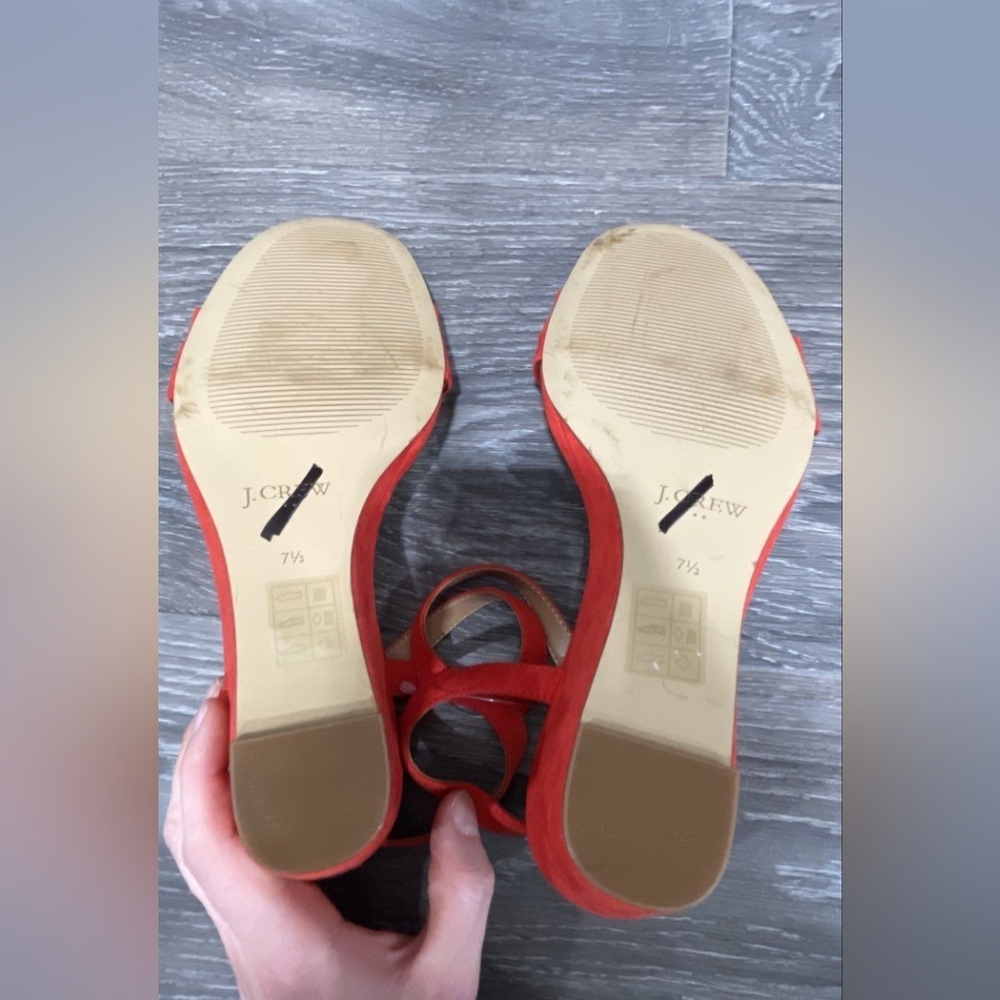 NEW J Crew Designer Elegant Red Wedge Women Sandals Stiletto Heels 7.5  8  8.5 - Picture 7 of 7